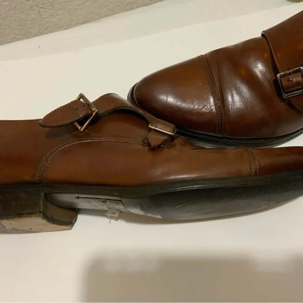 To Boot New York Men’s 8 brown leather double monk strap cap-toe dress shoes